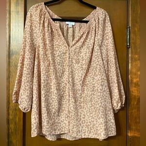LOFT Blush Animal Print Blouse